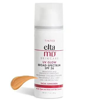 EltaMD UV Glow Tinted Moisturizer with SPF Face Sunscreen Broad-Spectrum SPF 36, Non-Greasy, Mine... | Amazon (US)