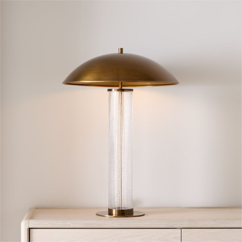 Vidro Glass Table Lamp with Brass Shade 27 | Crate & Barrel