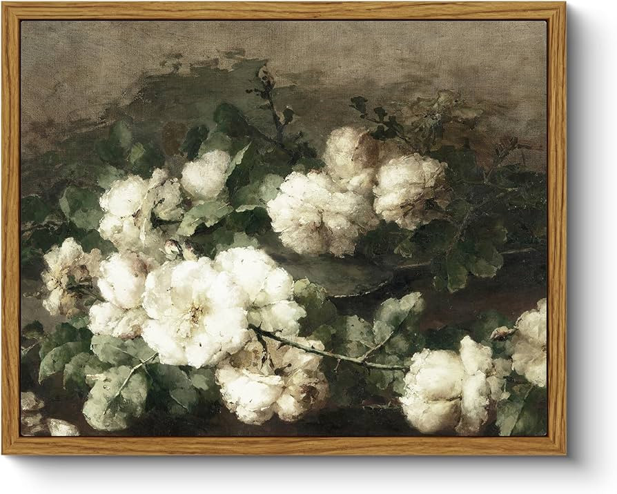 ARPEOTCY Framed Canvas Wall Art Prints, Living Room Hallway Shelf Decor, Cotton Floral Picture Pa... | Amazon (UK)