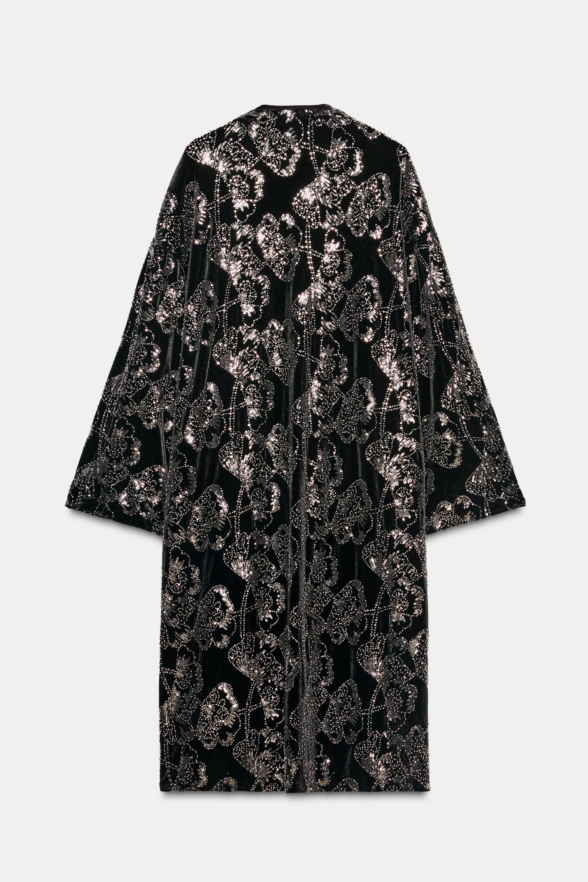 VELVET SEQUIN BEADED COAT | Zara US