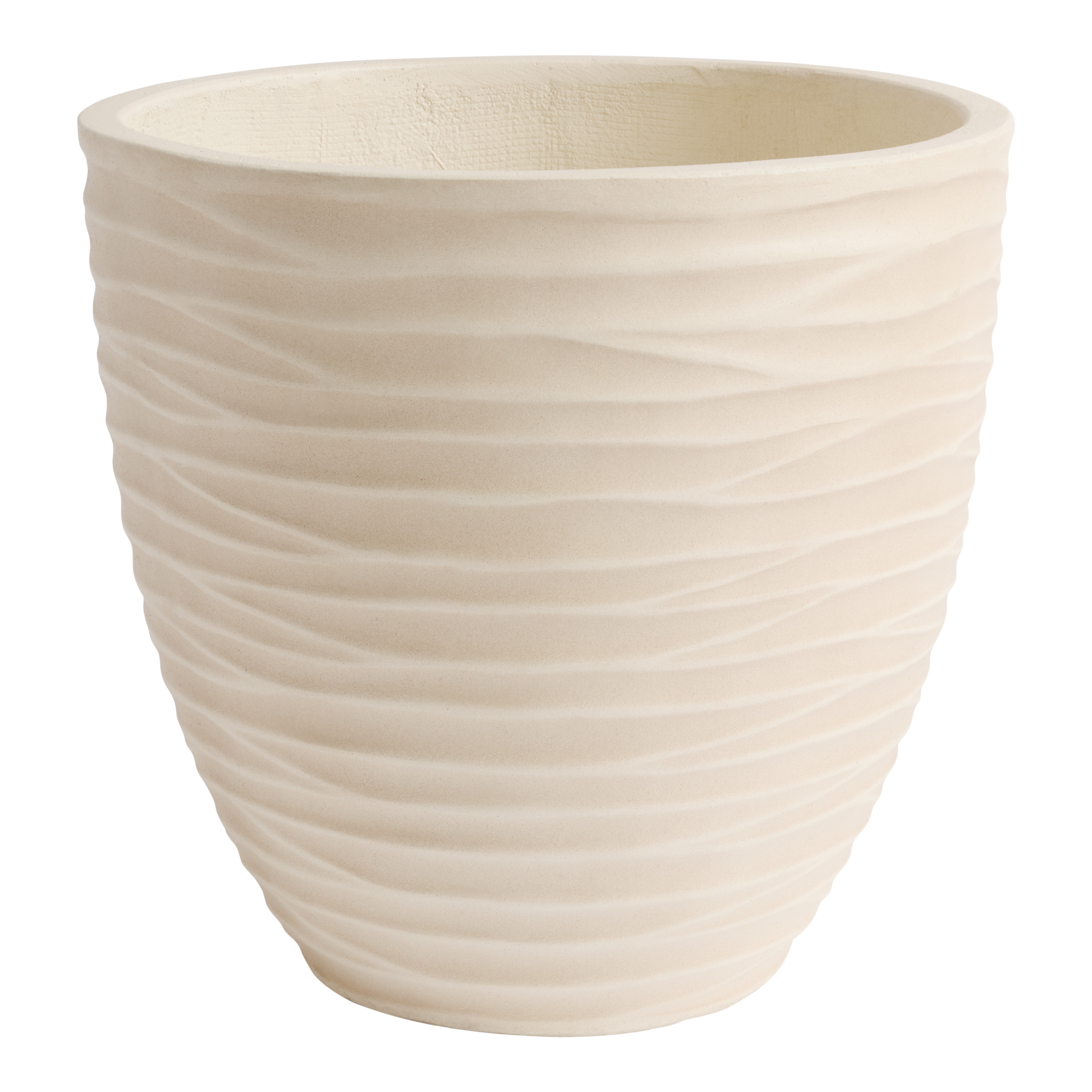 Mabel Ivory Cement Rippled Outdoor Planter | World Market