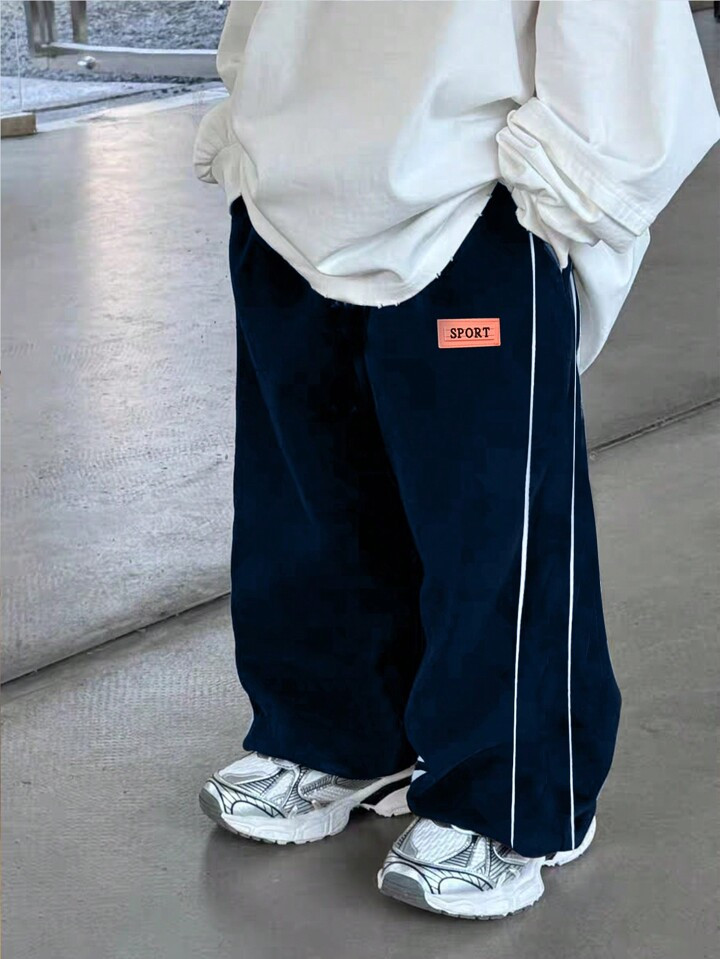 1pc Young Boy Casual Comfortable Fashionable Simple Practical All-Match Straight Pants With Decor... | SHEIN