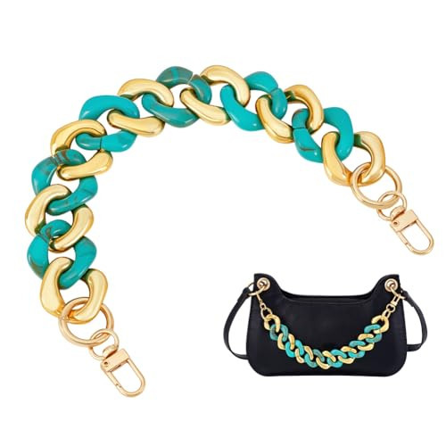 PH PandaHall 11.8 inch Short Bag Chain Strap, Turquoise & Golden Linking Ring Purse Handle Acrylic Handbag Straps Bag Charm Chain Purse Extender with Golden Buckles for Summer Purse Tote Underarm Bags | Amazon (US)