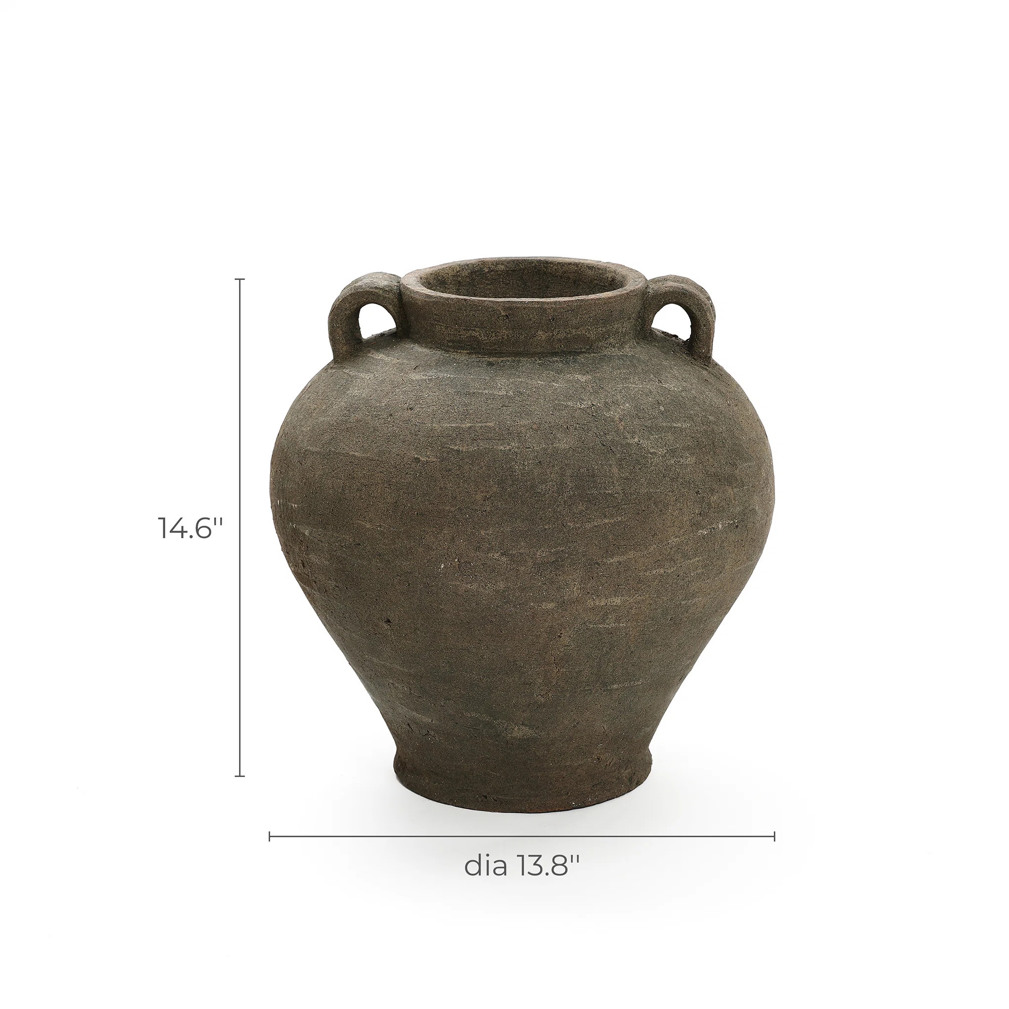 Rustic Brown Terracotta Cauldron 14.6-Inch Tall Vase | Wayfair North America