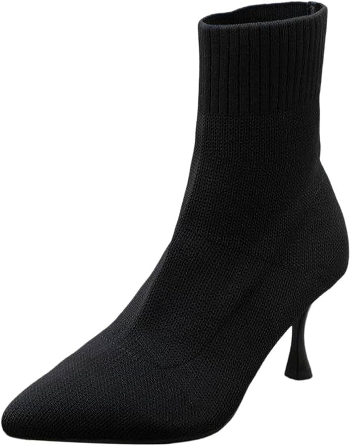 Casual Stiefeletten LederStiefel Damen Sexy Damen-Stiefel, einfarbig, einfach, lässig, gestrickt... | Amazon (DE)