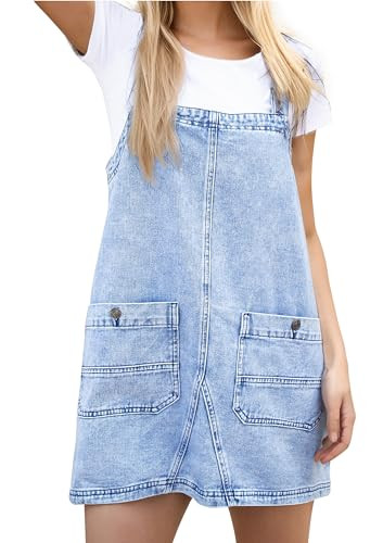 Womens Denim Overalls Dress Casual Summer Jeans Adjustable Strap Short Rompers with Pockets | Amazon (US)