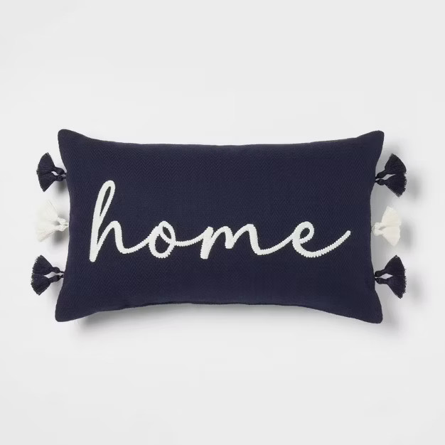 Embroidered 'Home' Lumbar Throw Pillow - Threshold™ | Target