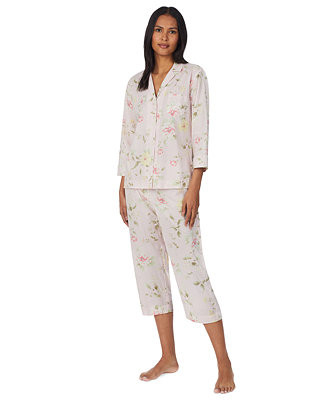 Lauren Ralph Lauren Petite 3/4-Sleeve & Capri Pajama Pants Set  & Reviews - All Pajamas, Robes & ... | Macys (US)