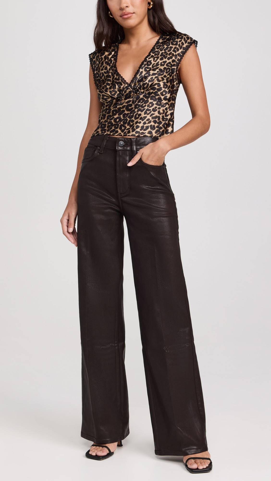 PAIGE Sasha 32" Chicory Coffee Luxe Coating Jeans | Shopbop | Shopbop