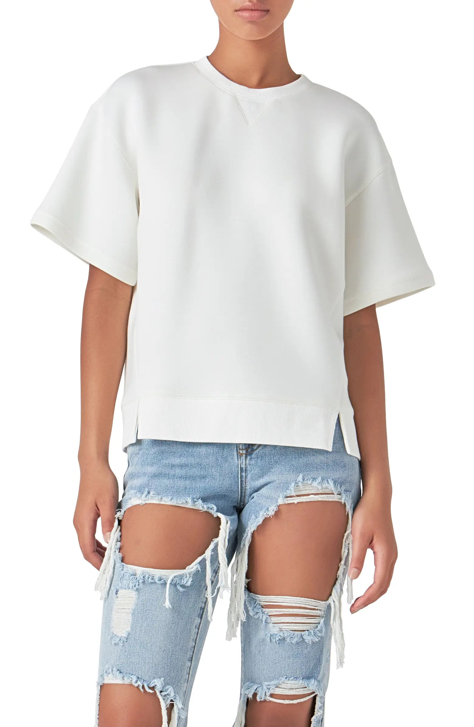 Scuba Knit Short Sleeve Sweatshirt | Nordstrom