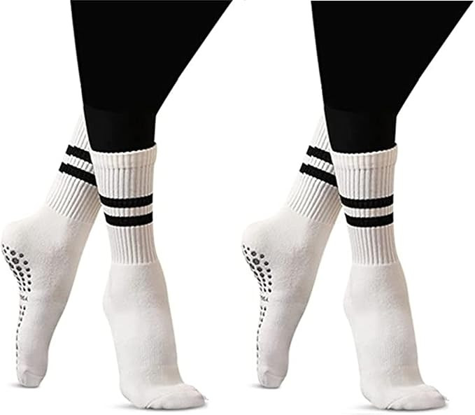 Flydo Pilates Grippy Socks with Grips for Women Yoga Non Slip Long Socks for Pure Barre, Ballet,D... | Amazon (US)