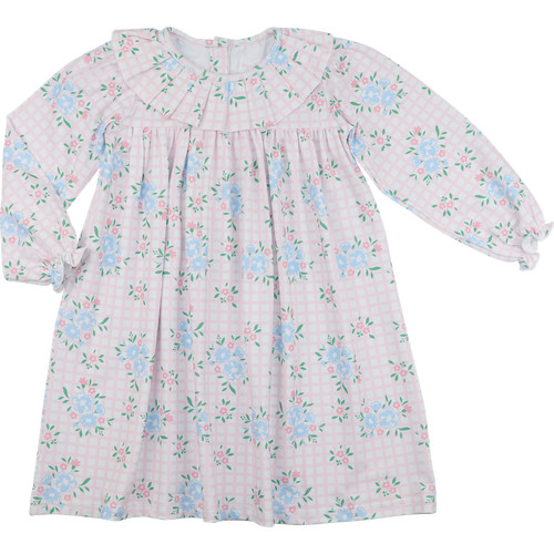 Pink And Blue Knit Floral Dress | Cecil and Lou