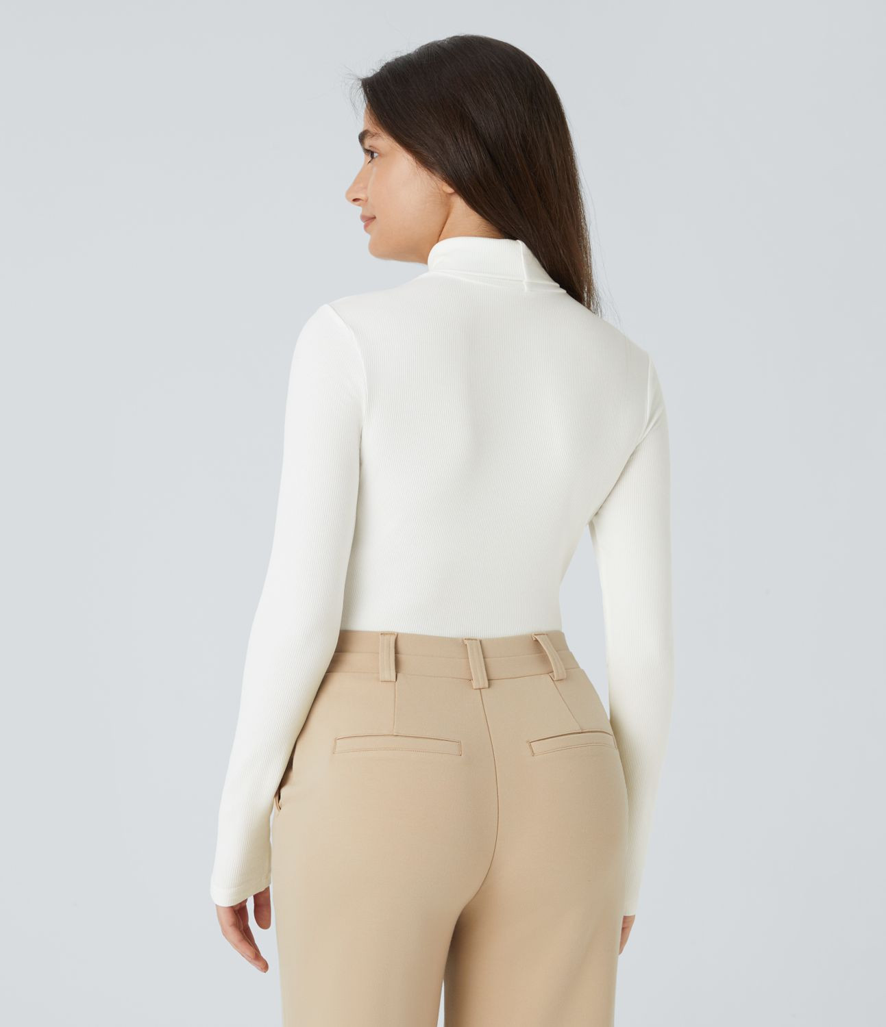 Women’s Ribbed Knit High Neck Long Sleeve Button Work Bodysuit - Halara | HALARA