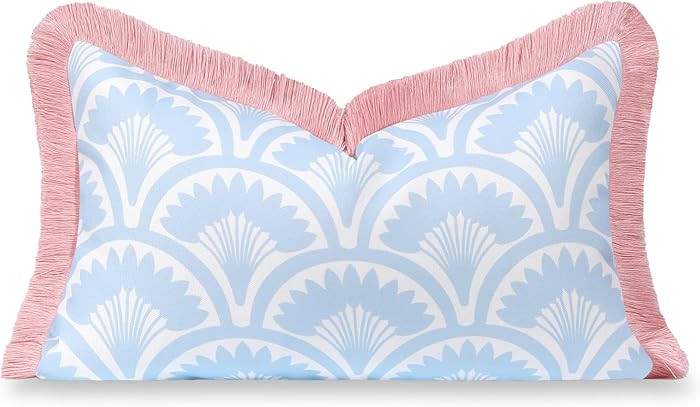 Hofdeco Premium Coastal Grandmillennial Patio Indoor Outdoor Lumbar Pillow Cover Only, 12"x20" Wa... | Amazon (US)