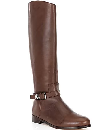 Lauren Ralph Lauren Brooke II Leather Tall Riding Boots - 9 | Dillard's