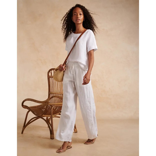 Rib-Trim Linen Straight-Leg Trousers | Trousers & Leggings | The  White Company | The White Company (UK)