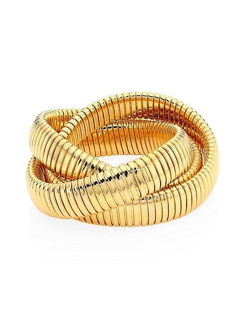 Via Bagutta 18K Gold Triple Row Tubogas Bangle Bracelet | Saks Fifth Avenue