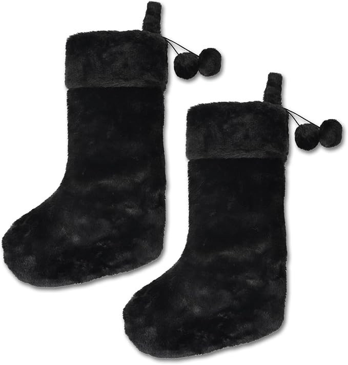 Black Christmas Stocking 2 Pack - Velvet and Faux Fur Christmas Stocking 20 inch, Black Xmas Chri... | Amazon (US)