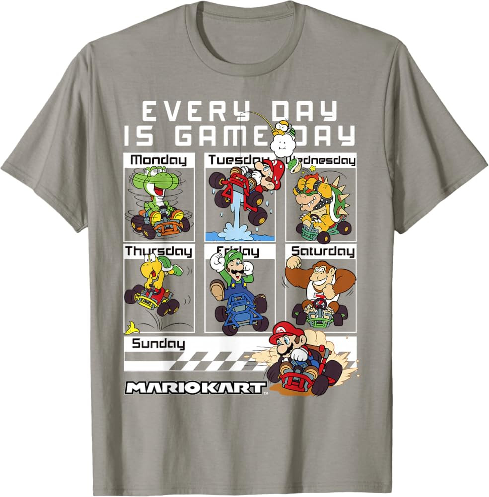 Mario Kart Everyday is Game Day Group Shot Graphic T-Shirt T-Shirt | Amazon (US)