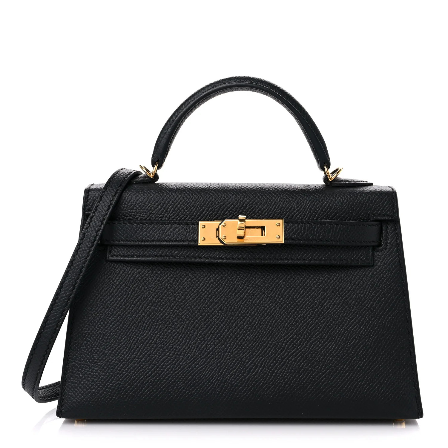 HERMES Epsom Mini Kelly Sellier 20 Black | FASHIONPHILE (US)