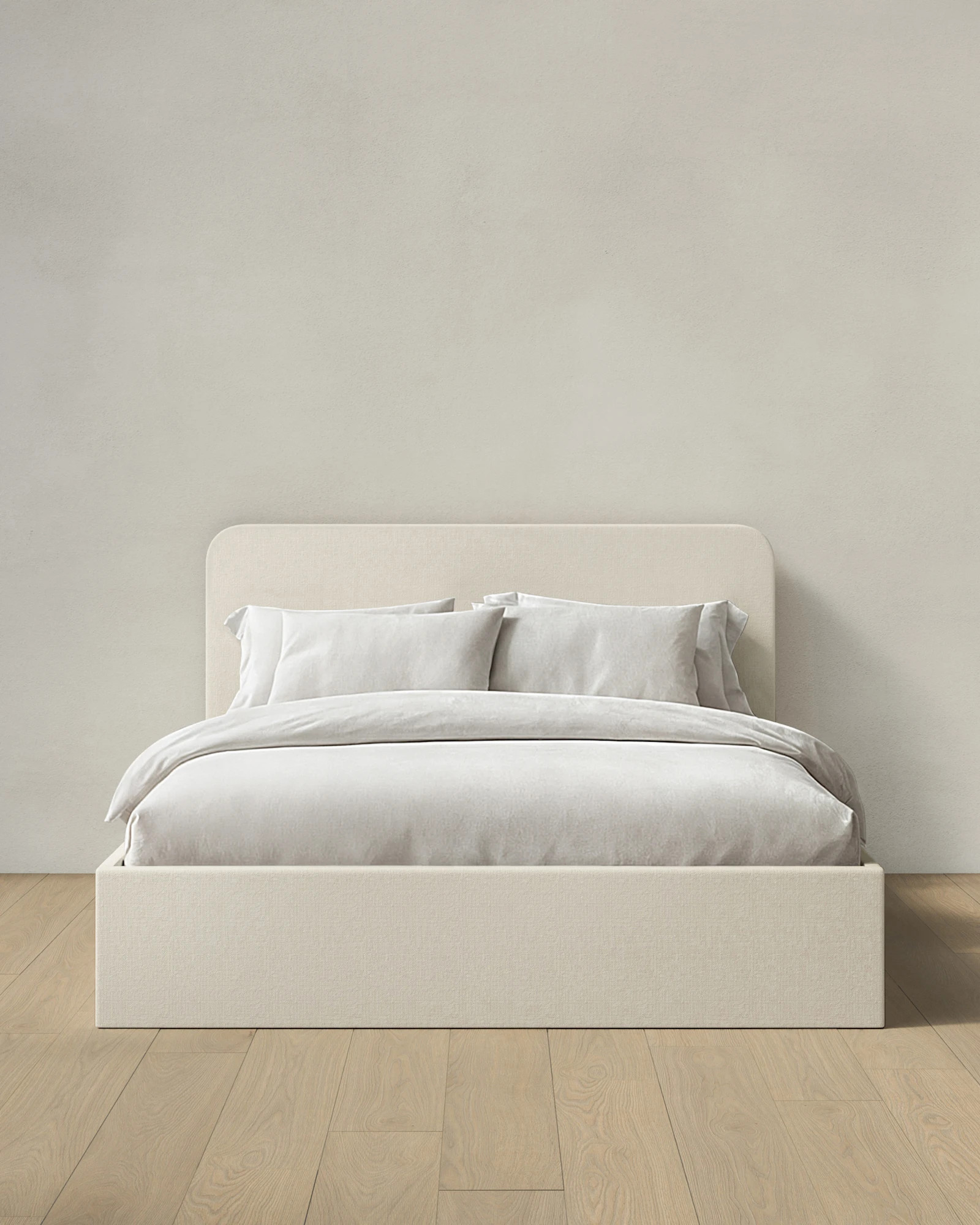 Quince | 100% Linen Curved Bed in Silver, Size Full | Quince