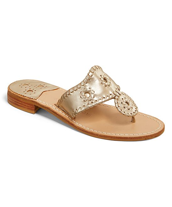 Jack Rogers Women's Sandals PLATINUM - Platinum Hamptons Leather Sandal - Women | Zulily