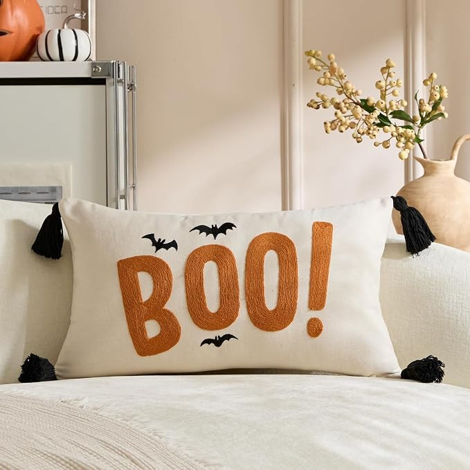 These Halloween pillows are such an easy way to make the house feel festive without changing the whole room. The ghost textures, skeleton details, pumpkins, and black cats are honestly adorable. 👻 #HalloweenFinds #AmazonHalloween #HalloweenDecor #FallDecor #SpookyHome #HalloweenCushions #SeasonalDecor #AmazonHomeDecor #CozySeason #OctoberHome 

 #LTKSeasonal #LTKHome #LTKSaleAlert