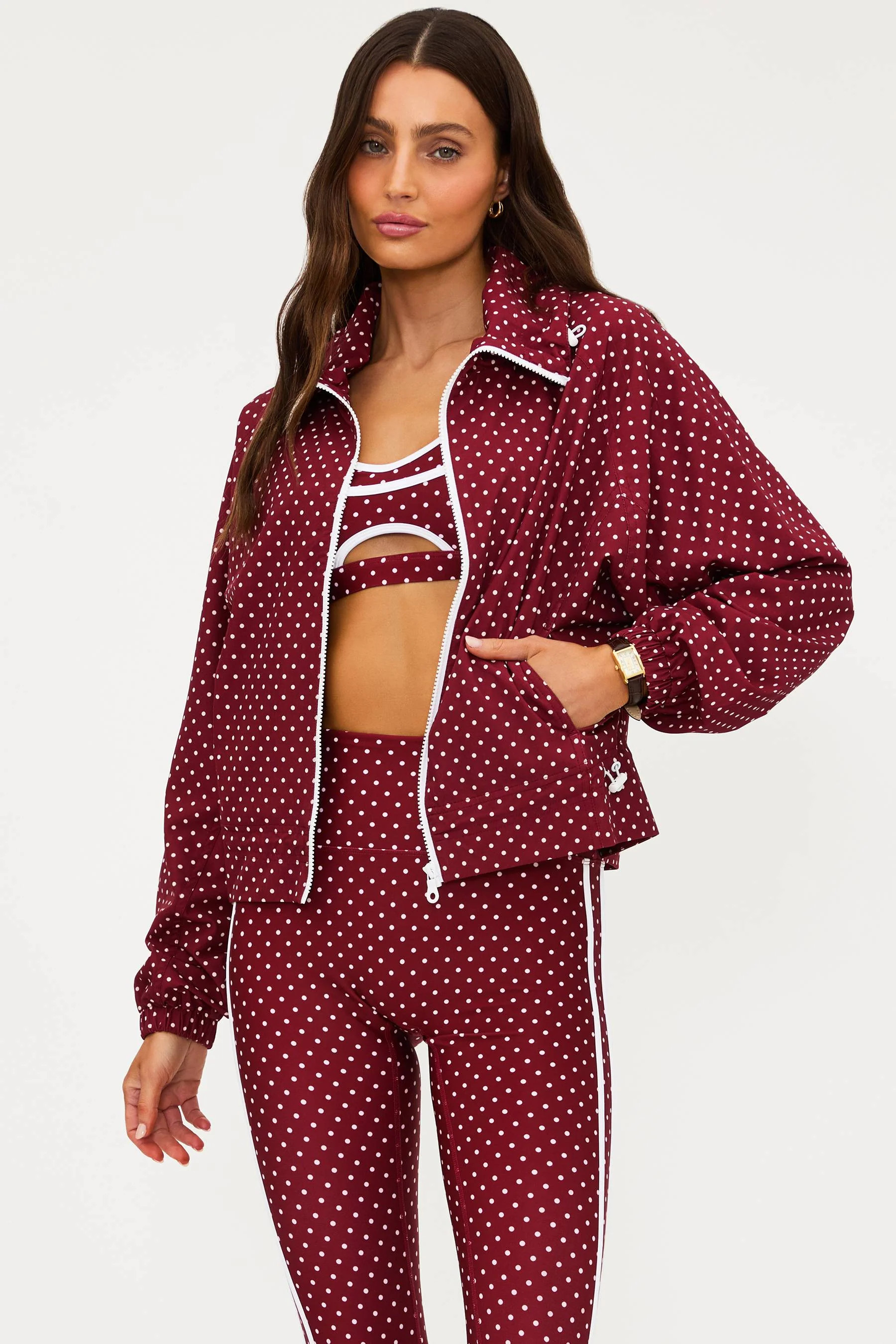 Casen Jacket Crimson Dot | Maroon Running Jacket | Beach Riot | Beach Riot