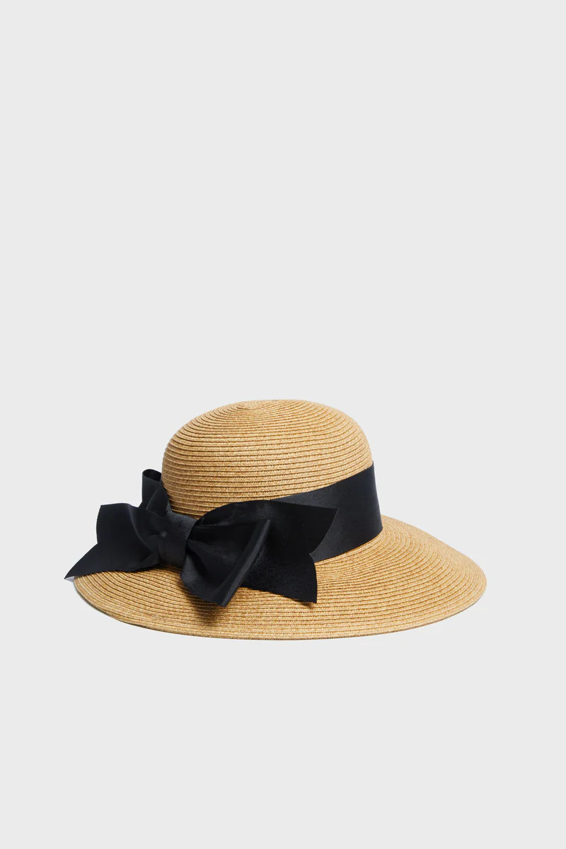 Exclusive Black Packable Wide Bow Sunhat | Tuckernuck (US)