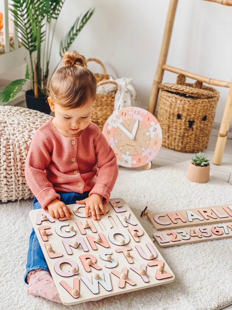 Wooden Alphabet Puzzle | Etsy (US)