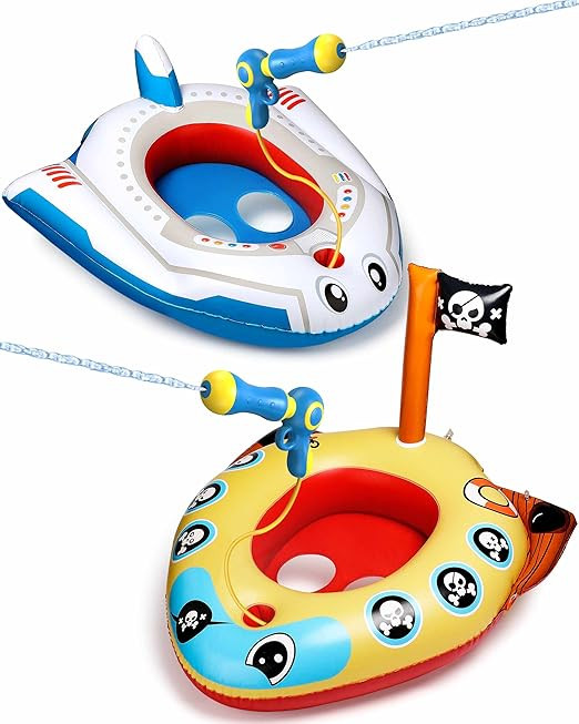 HopeRock 2 Pack Kids Pool Float with Water Gun,Inflatable Ride-on Airplane Swimming Toddler Pool ... | Amazon (US)