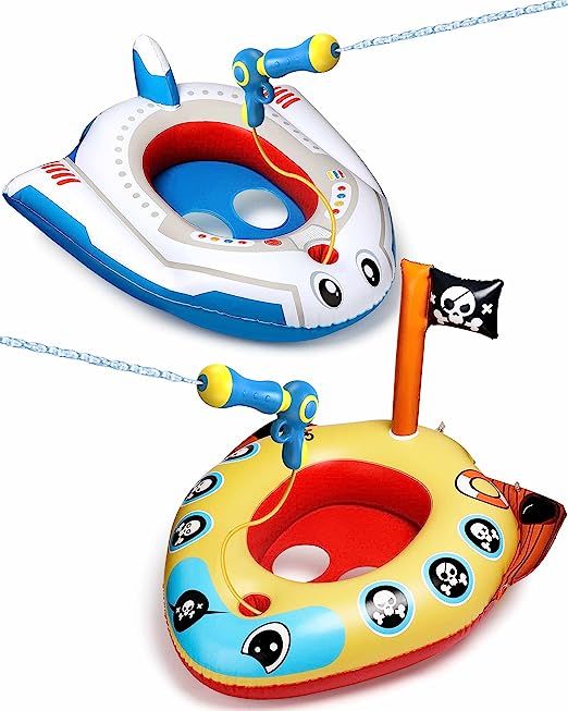 HopeRock 2 Pack Kids Pool Float with Water Gun,Inflatable Ride-on Airplane Swimming Toddler Pool ... | Amazon (US)