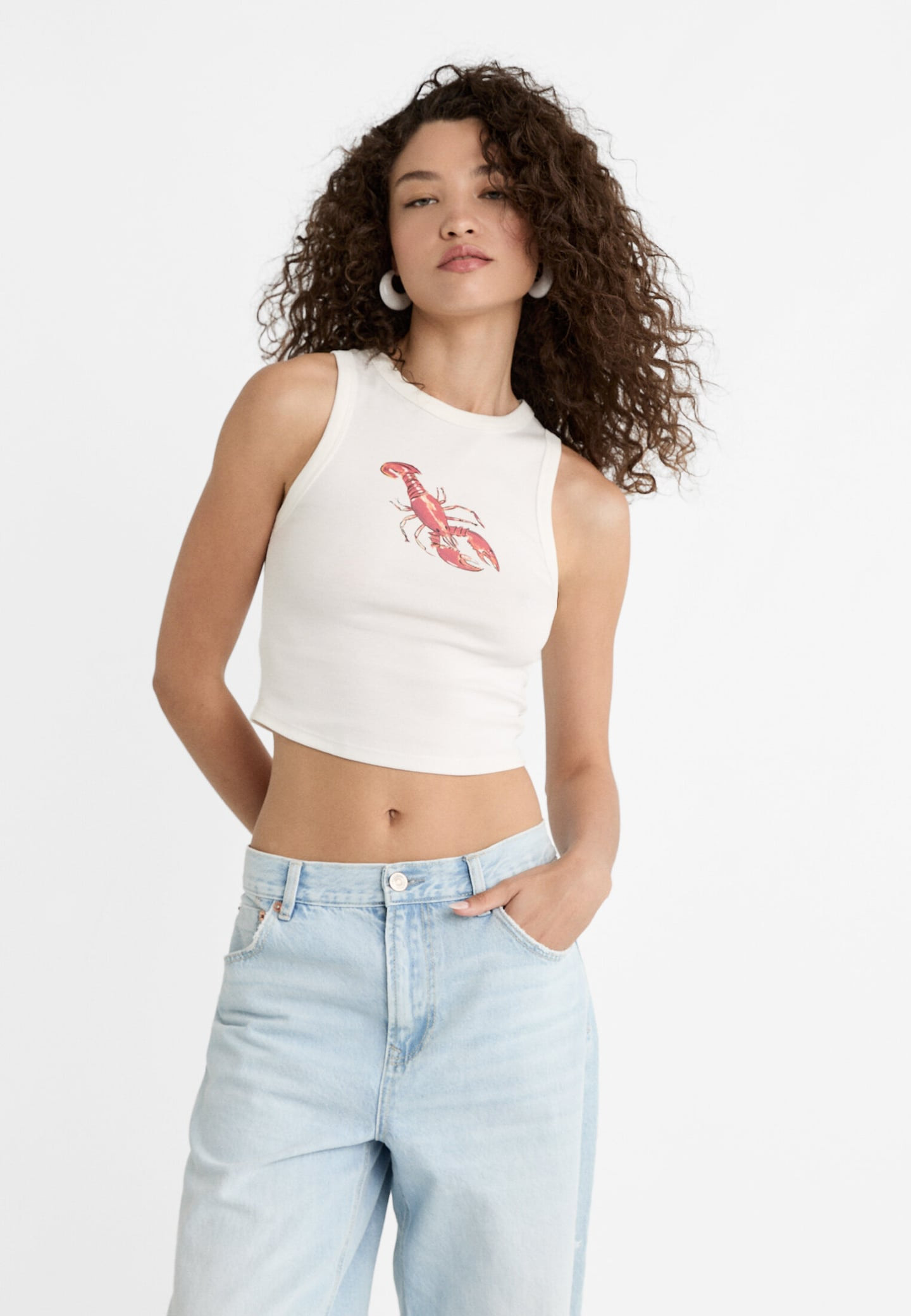 Lobster print racerback T-shirt | Stradivarius (UK)
