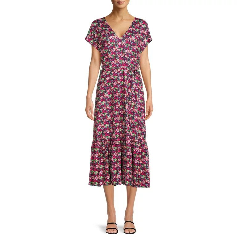 Heather B Womens Maxi Faux Wrap Dress with Ruffle Hem - Walmart.com | Walmart (US)