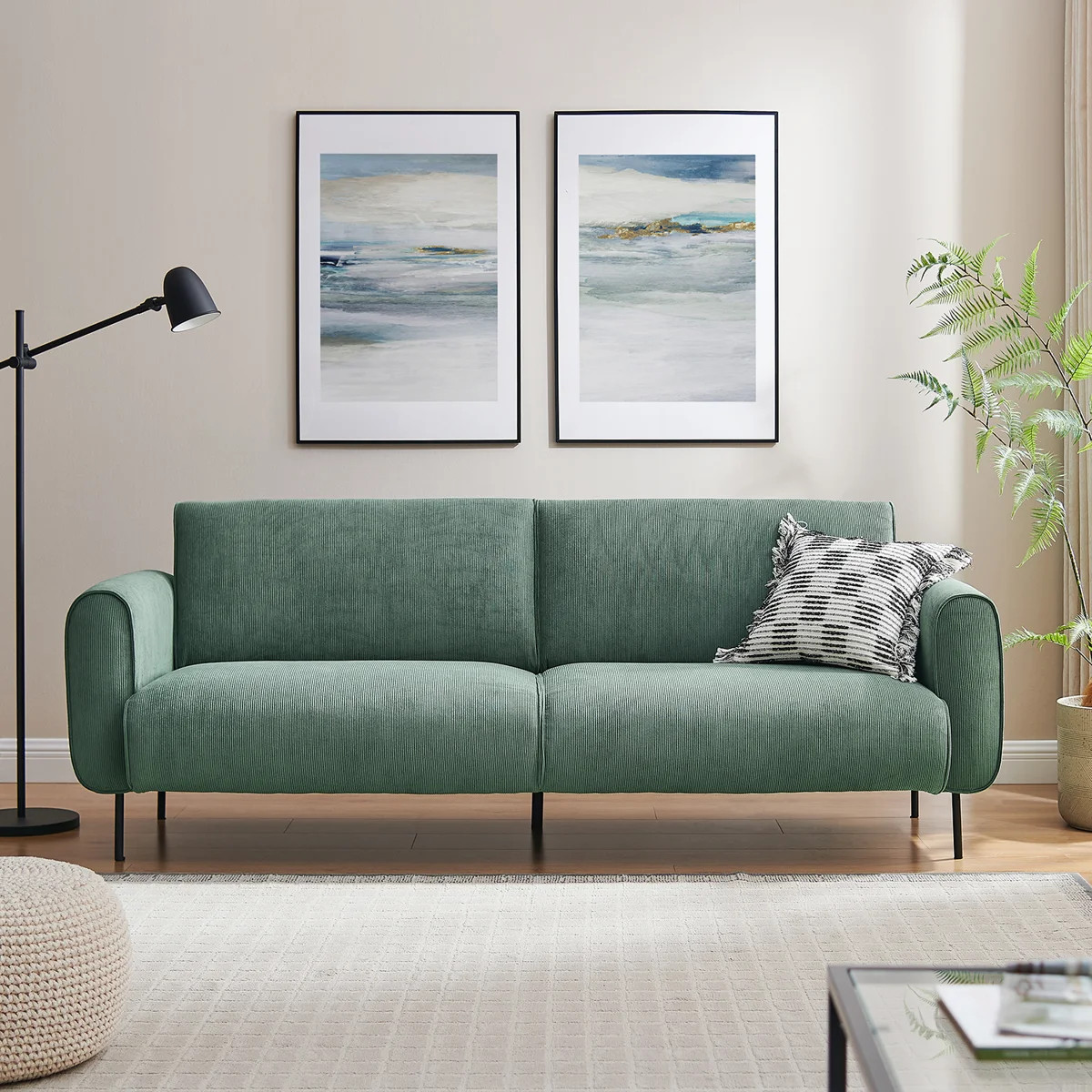 MINIMORE Modern Style 83.95'' Upholstered Sofa with Corduroy Fabric | Wayfair North America