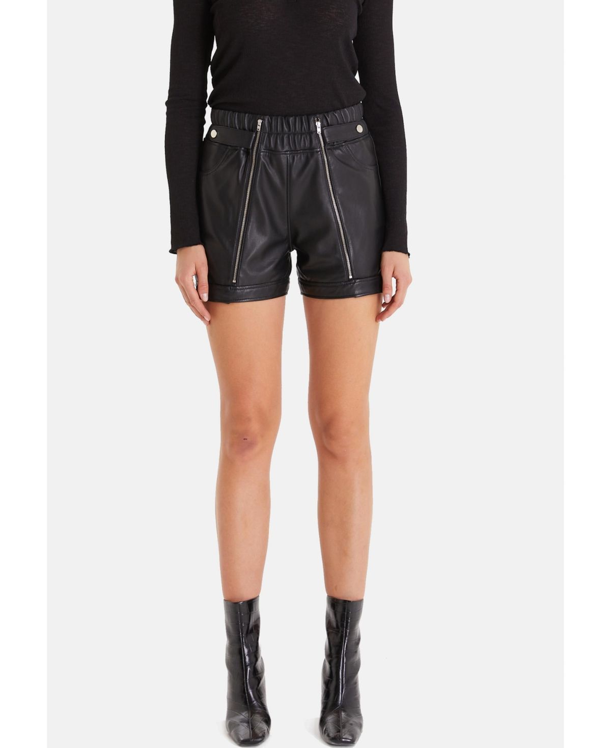 Furniq Uk Women's Black Leather Shorts, Leather Biker Shorts - Black | Macy's