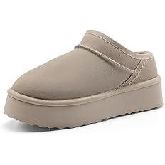 DREAM PAIRS Women's Slippers Platform Genuine Suede Slip-On Memory Foam Cozy Fluffy Warm Comfy Fu... | Amazon (US)