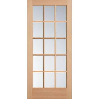 36 in. x 80 in. 15 Lite Unfinished Fir Front Exterior Door Slab | The Home Depot