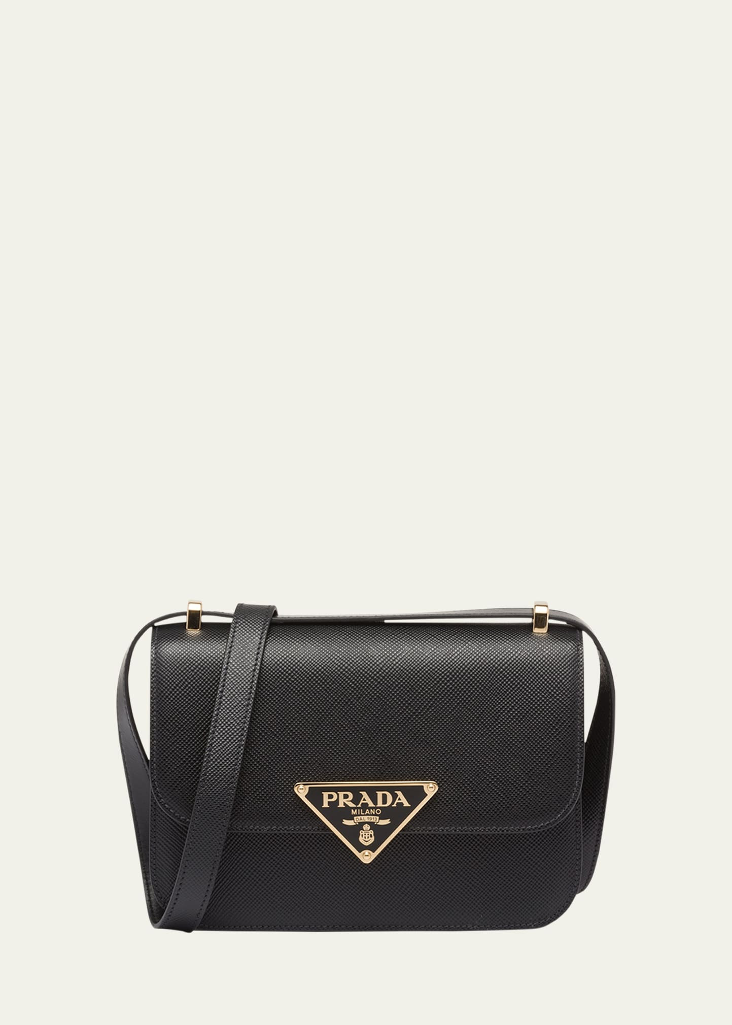 Prada Triangle Logo Flap Leather Crossbody Bag | Bergdorf Goodman