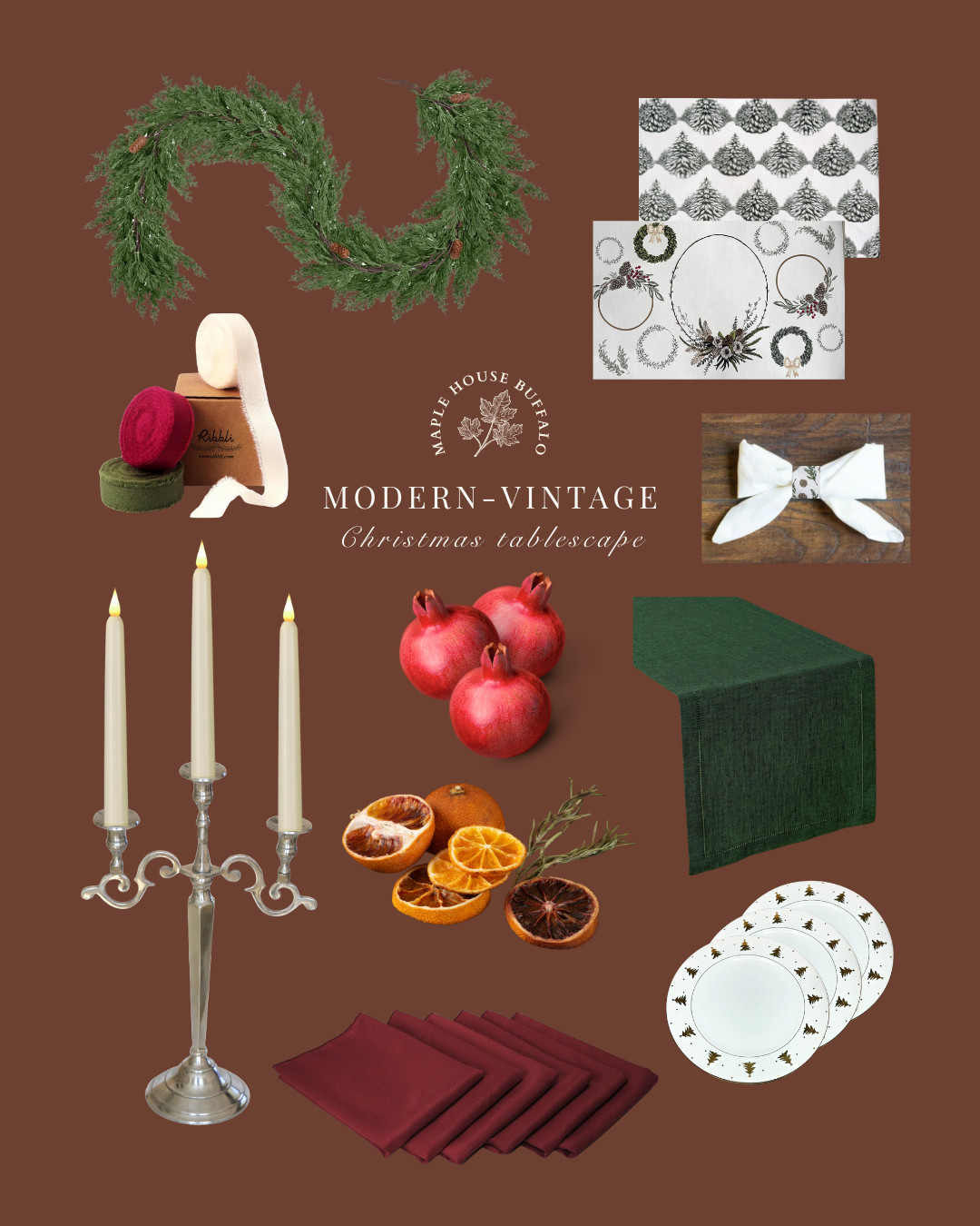 My Modern-Vintage Christmas 2025 Dining Room Tablescape Design Board! I’ve linked as many exact and similar items as possible. Shop my gorgeous, elevated disposable placemats, napkin rings & placecards here: rustbeltlove.com/collections/tabletop
 

#LTKHoliday #LTKGiftGuide #LTKHome