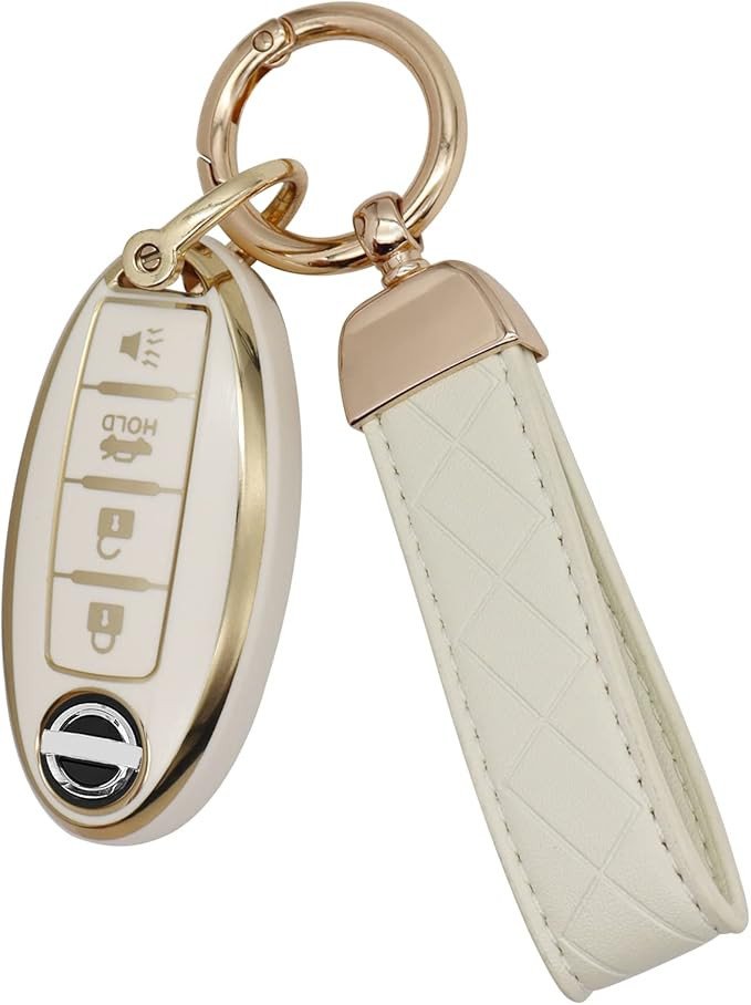 SUNCARACCL for Nissan Key Fob Cover with Leather Keychain, Soft TPU Full Protection Key Case Shel... | Amazon (US)