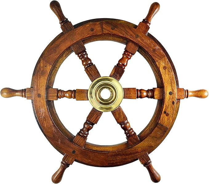 Nautical Specials Nautical Sheesham Wood Ship Wheel with Brass Center Home Decoration Gifts (12")... | Amazon (US)