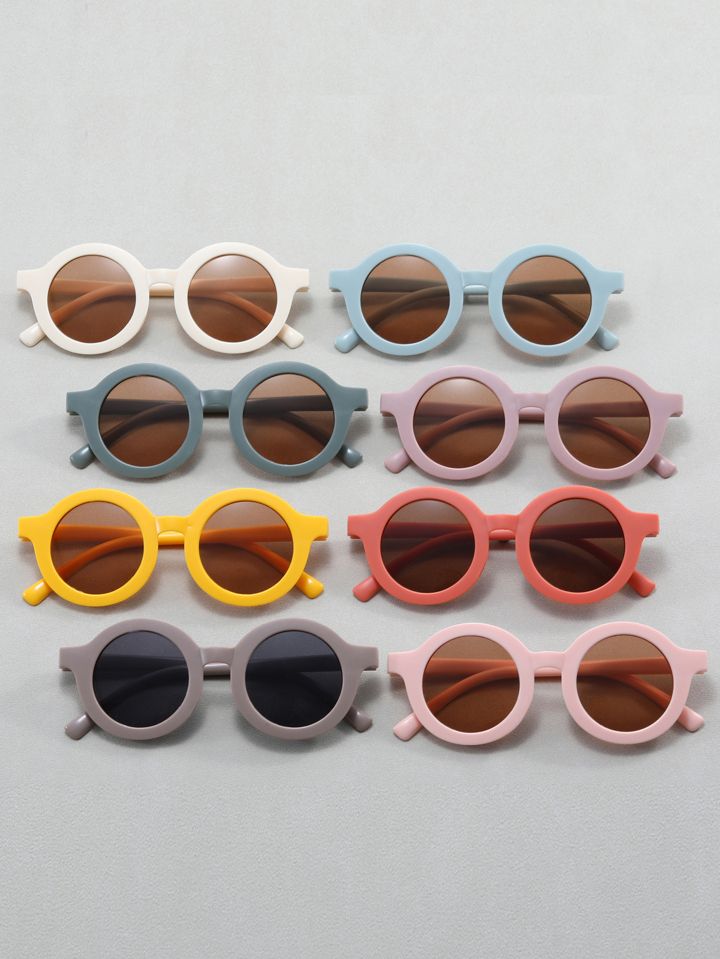 8pcs/set Unisex Kids' Round Pc Personality Convenient Sunglasses, Outdoor Sun Protection Eyewear ... | SHEIN