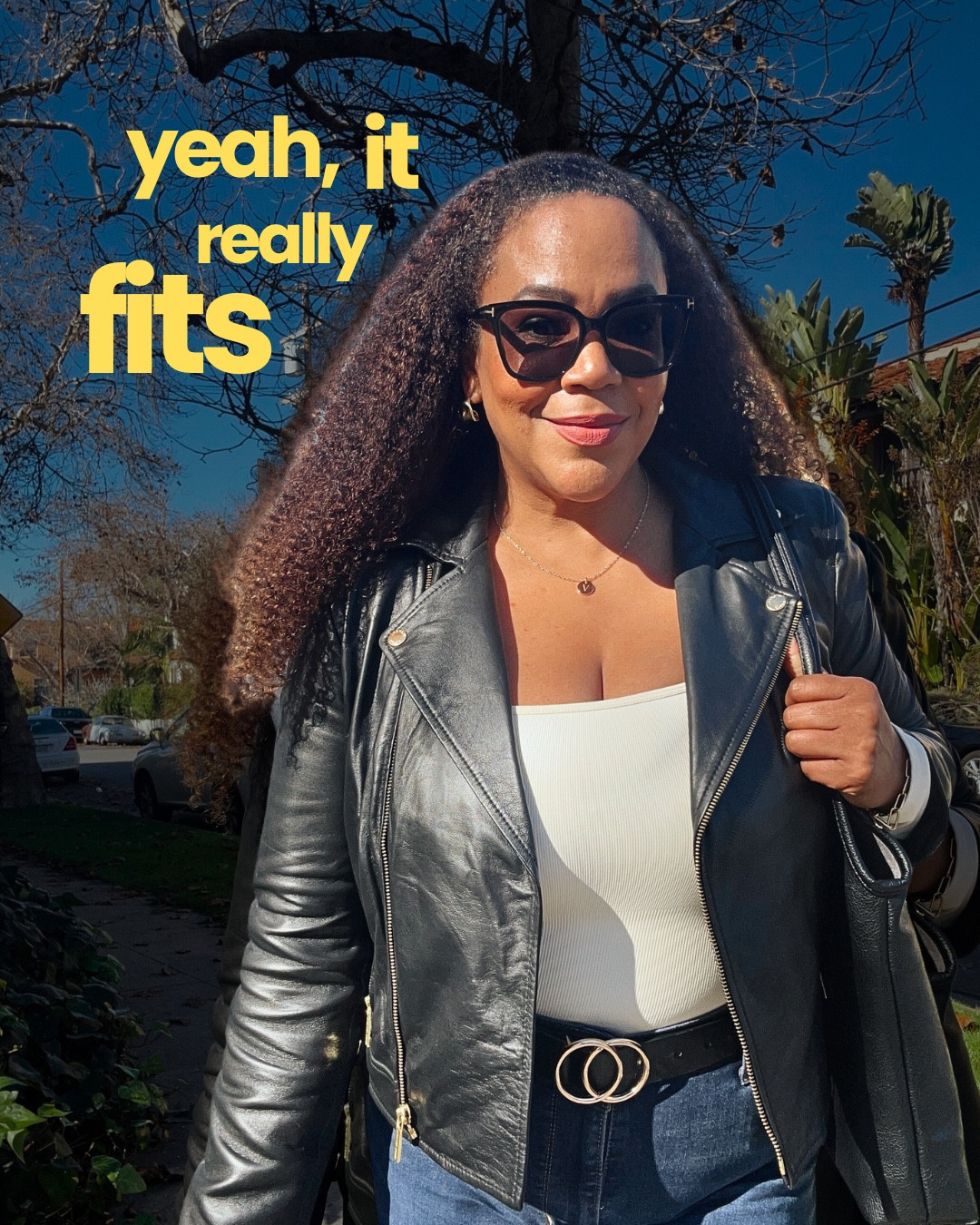 A leather jacket that really fits CURVES! And it looks so good! This Michael Kors moto leather jacket is amazing - gold hardware ✨and is super sleek - less zippers. I got a large. 🫶🏾

#LTKMidsize #LTKOver40