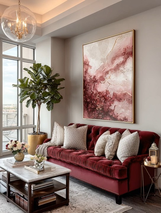 Create this stunning, hotel-style living room décor with just a few well-chosen pieces—no overstyling required. A bold burgundy velvet sofa instantly becomes the statement, grounded by a marble and wood coffee table for balance and warmth. Add a gold planter with a tall indoor plant (real or faux—your lifestyle decides), and finish with a gold side table for that polished, luxury touch.

Artwork is optional—choose a piece that speaks to you or let the textures do the talking. This is the beauty of modern luxury home décor: intentional pieces, rich materials, and a timeless color palette that feels curated, not cluttered.

#luxuryhomedecor #burgundyvelvet #velvetsofa #livingroominspo #modernluxury #hotelstylehome #statementsofa #marblecoffeetable #goldaccents #highriseinteriors #eleganthomes #designerlook #timelessinteriors #homeinspiration #elevatedliving 

 #LTKHome