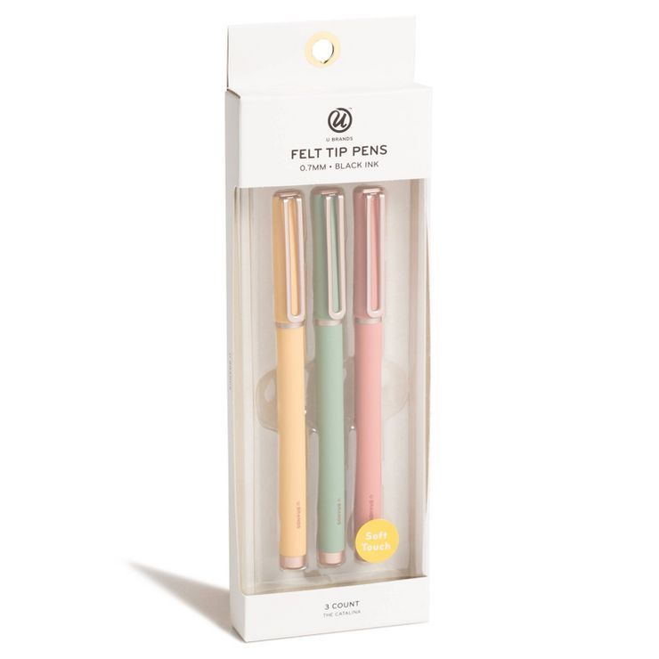 U Brands 3ct Soft Touch Felt Tip Pens - Rose Gold Accents | Target