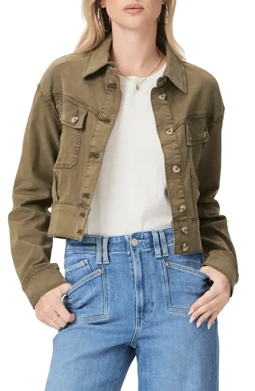 PAIGE Cerra Crop Utility Jacket in Vintage Military Green at Nordstrom, Size X-Small | Nordstrom