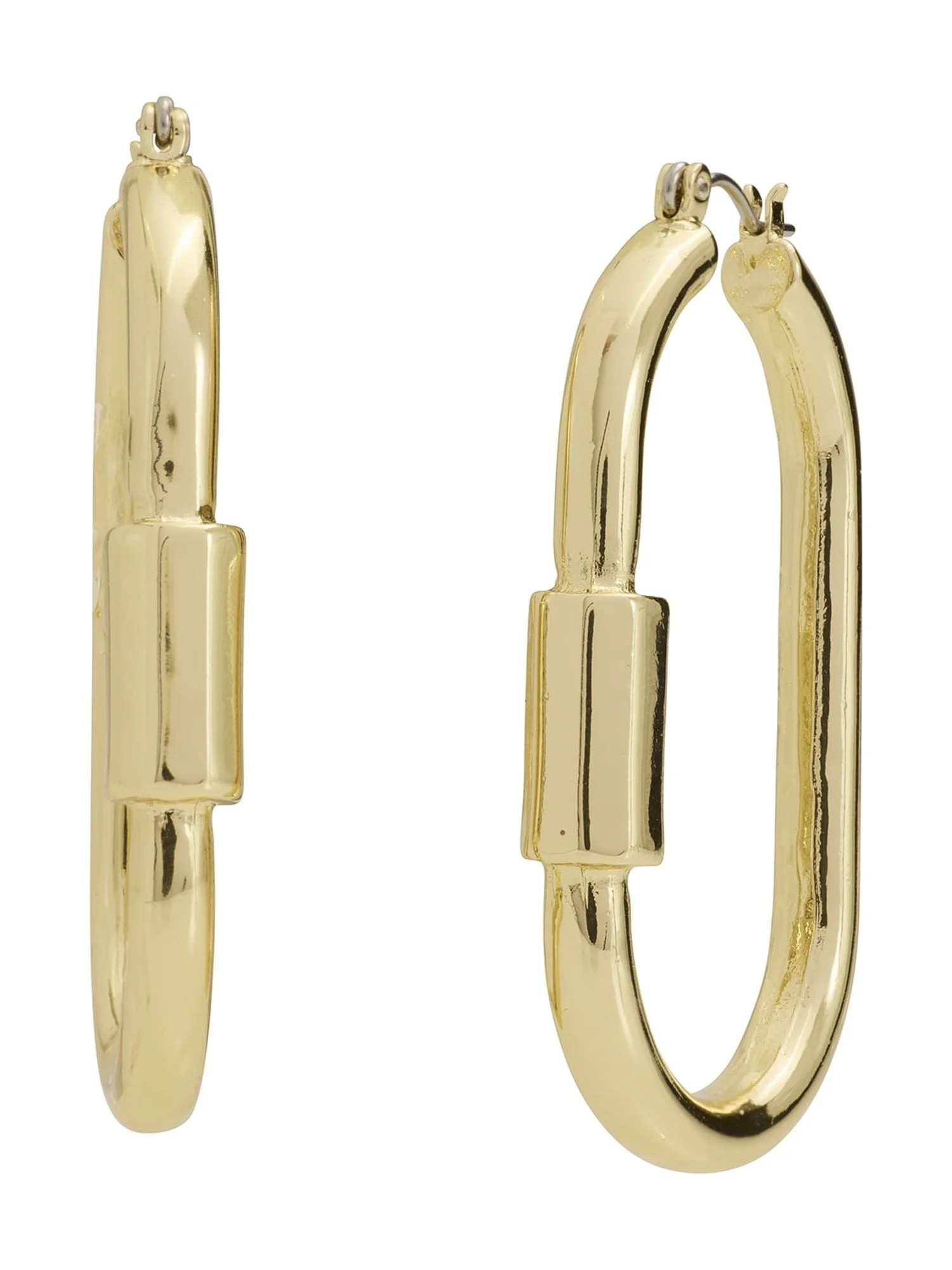Madden NYC Women's Gold Tone Carabiner Hoop Earrings - Walmart.com | Walmart (US)