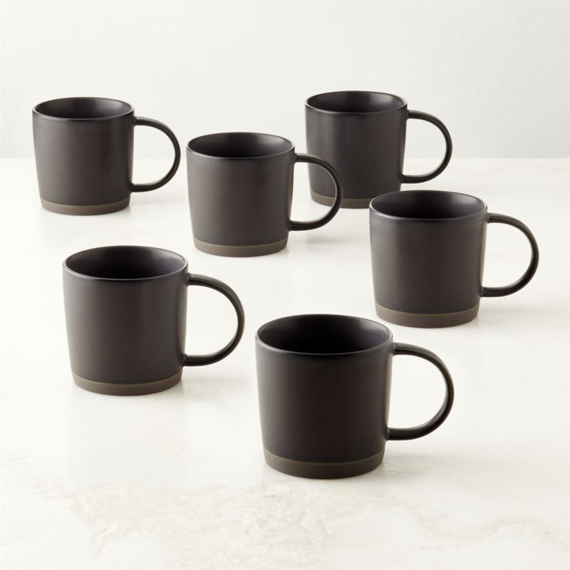 Cast Reactive Glaze Black Mug Set of 6 + Reviews | CB2 | CB2