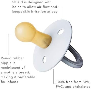 BIBS Baby Pacifier | BPA-Free Natural Rubber | Made in Denmark | Ivory 2-Pack (0-6 Months) | Amazon (US)